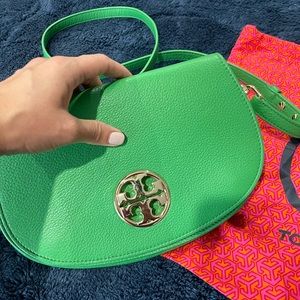 Green Tory Burch leather handbag gently used